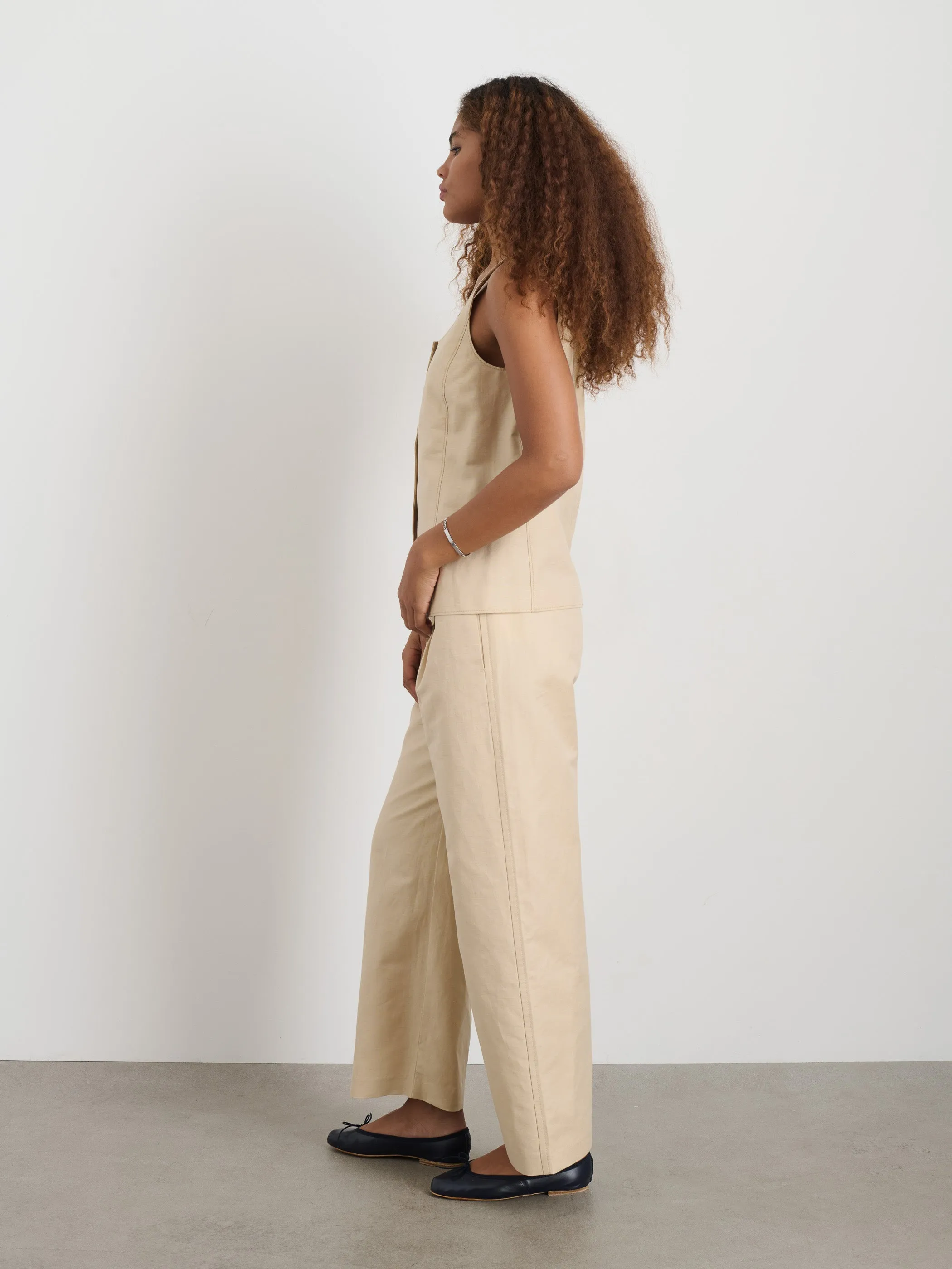 Soho Scoop Vest In Linen Cotton