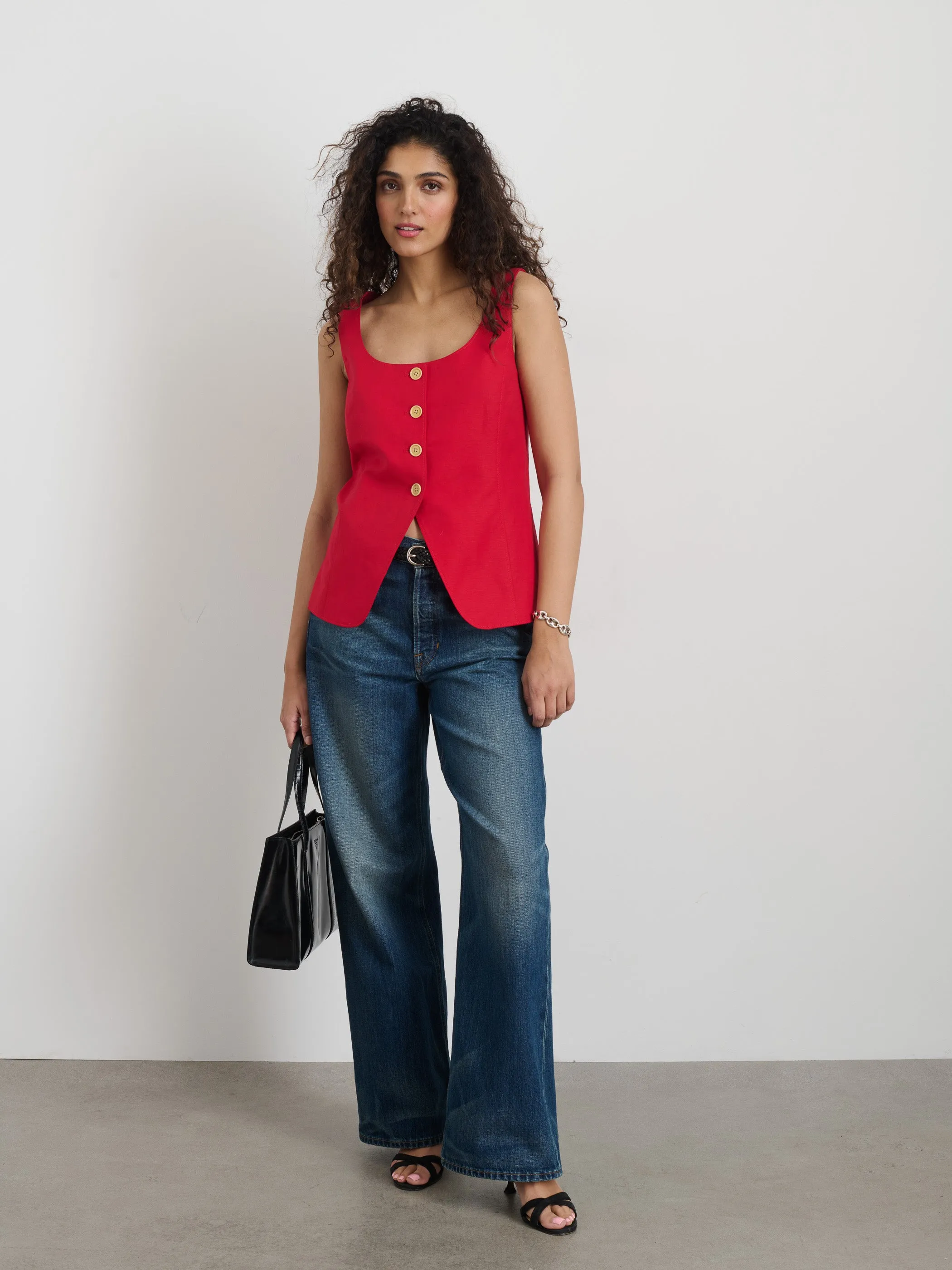 Soho Scoop Vest In Linen Cotton