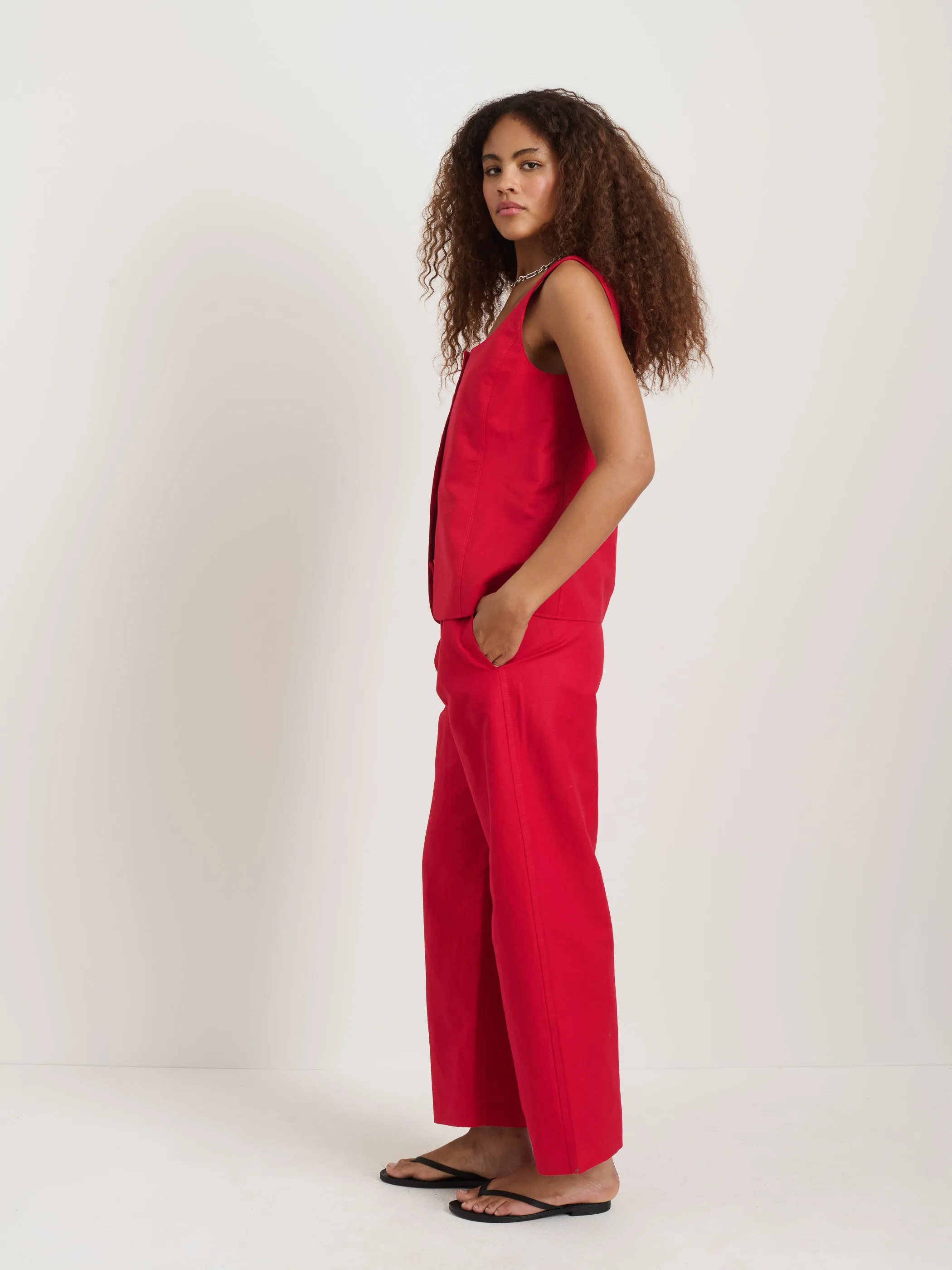 Soho Scoop Vest In Linen Cotton