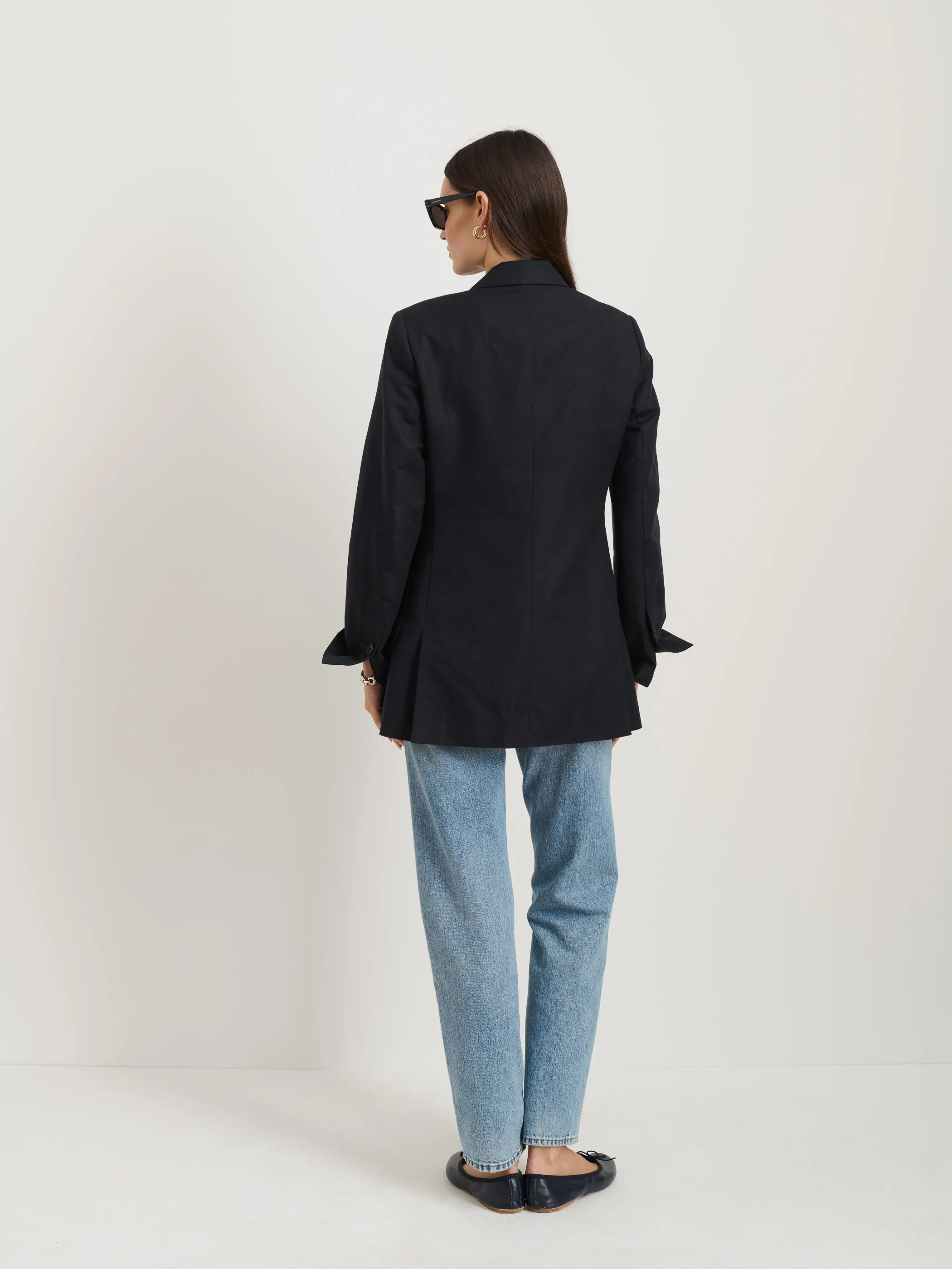 Soho Waisted Blazer In Linen Cotton