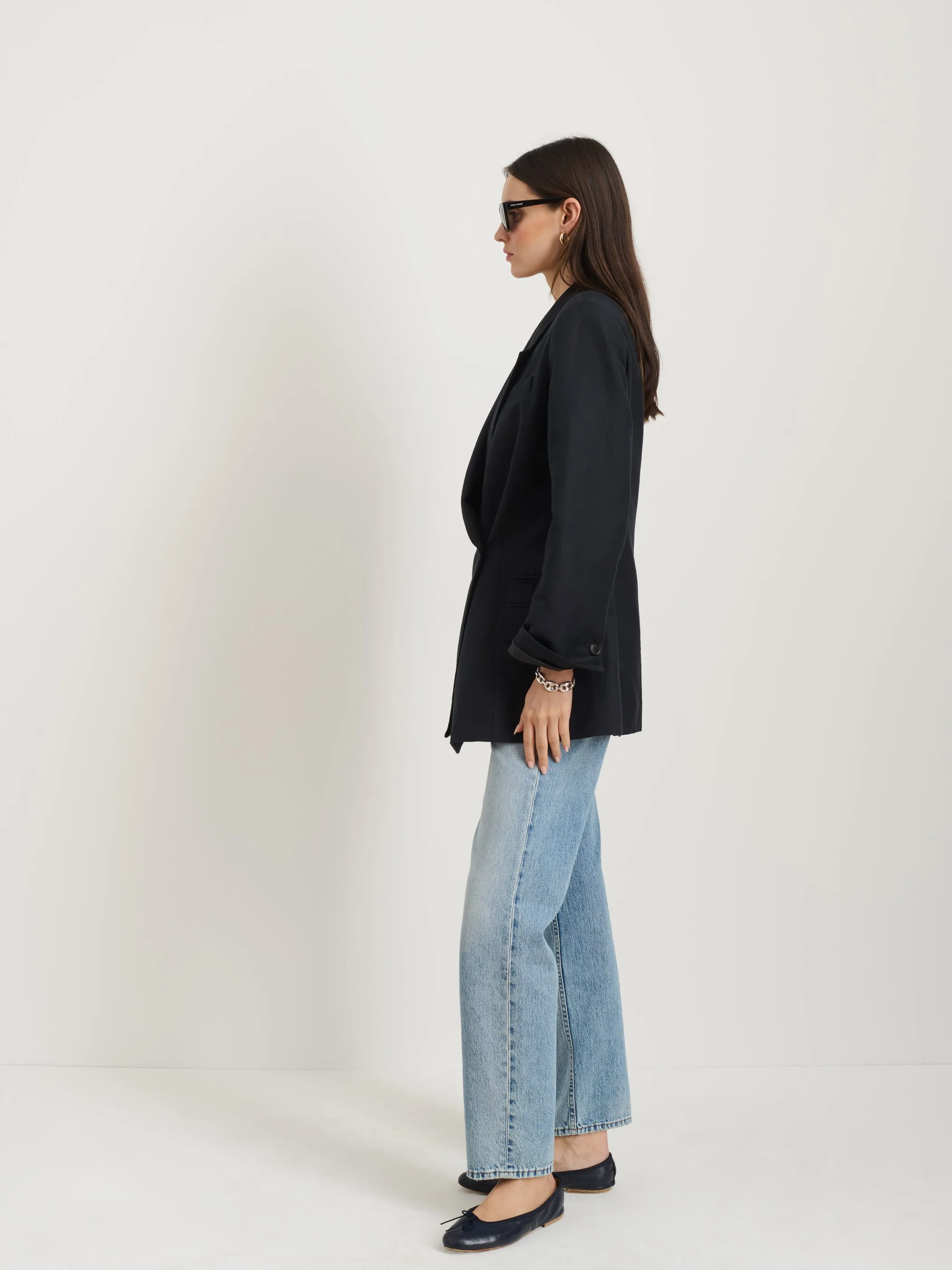 Soho Waisted Blazer In Linen Cotton