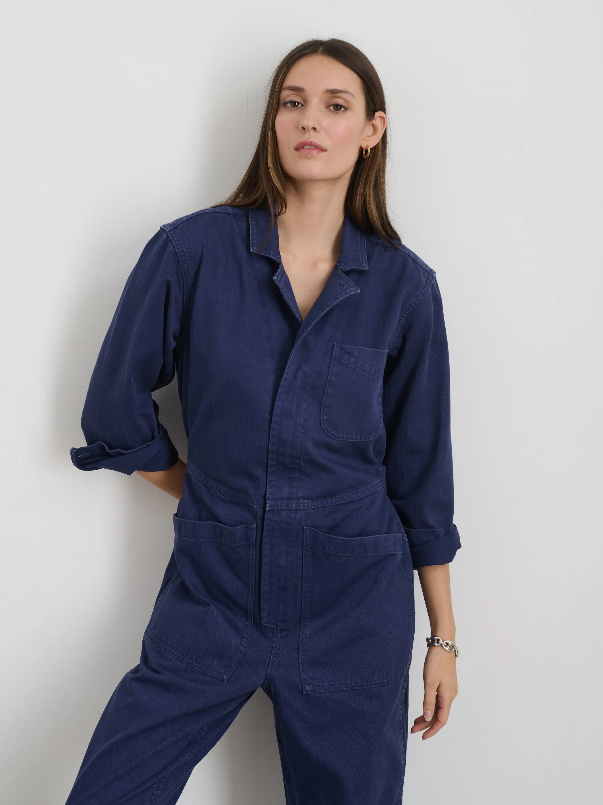 Standard Zip Jumpsuit in Herringbone
