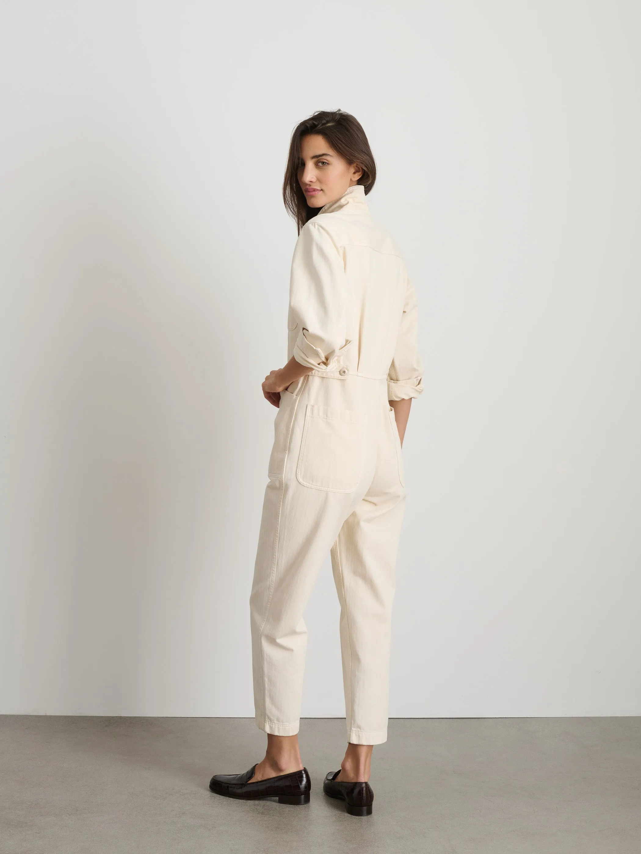 Standard Zip Jumpsuit in Herringbone
