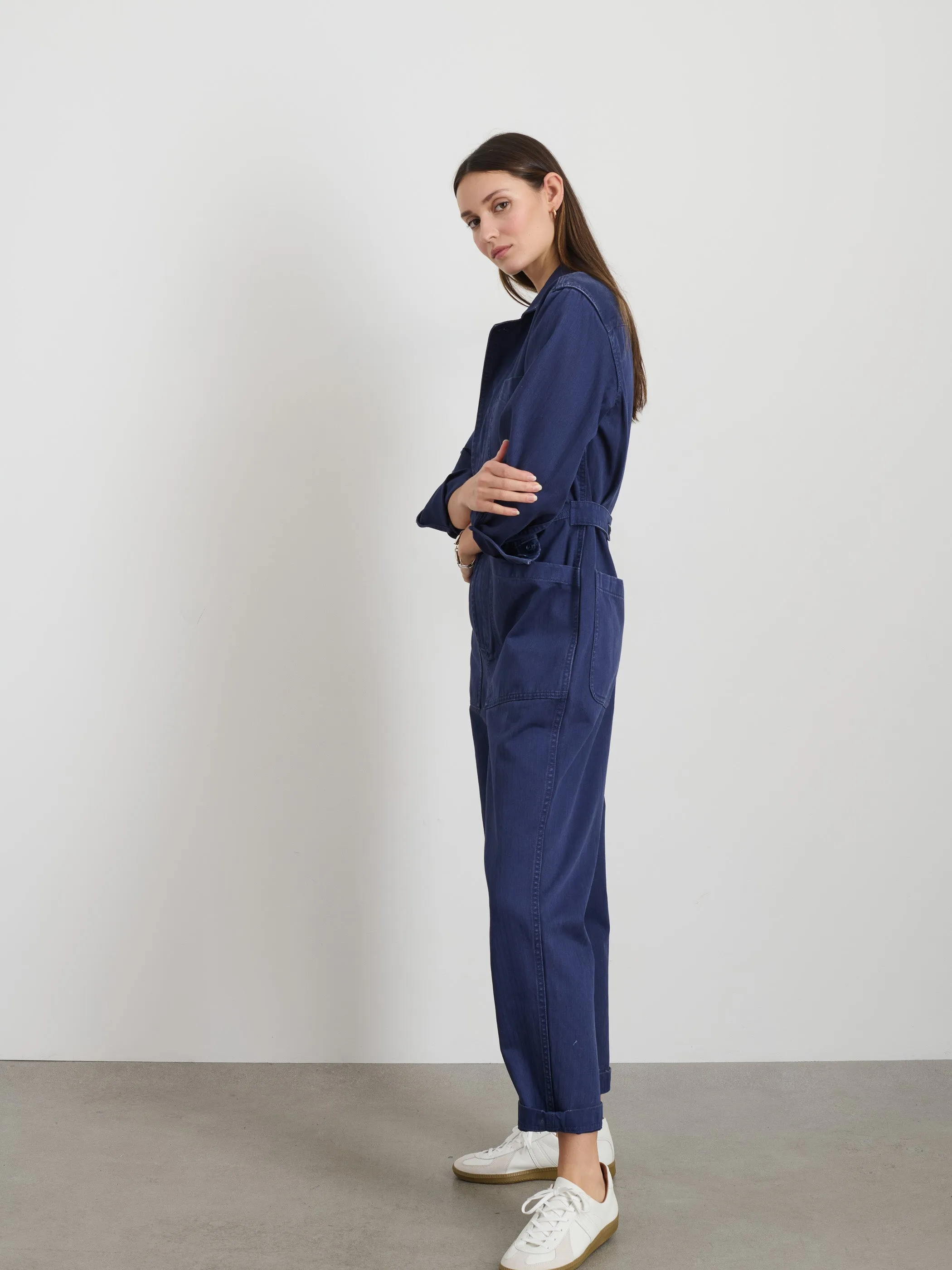Standard Zip Jumpsuit in Herringbone