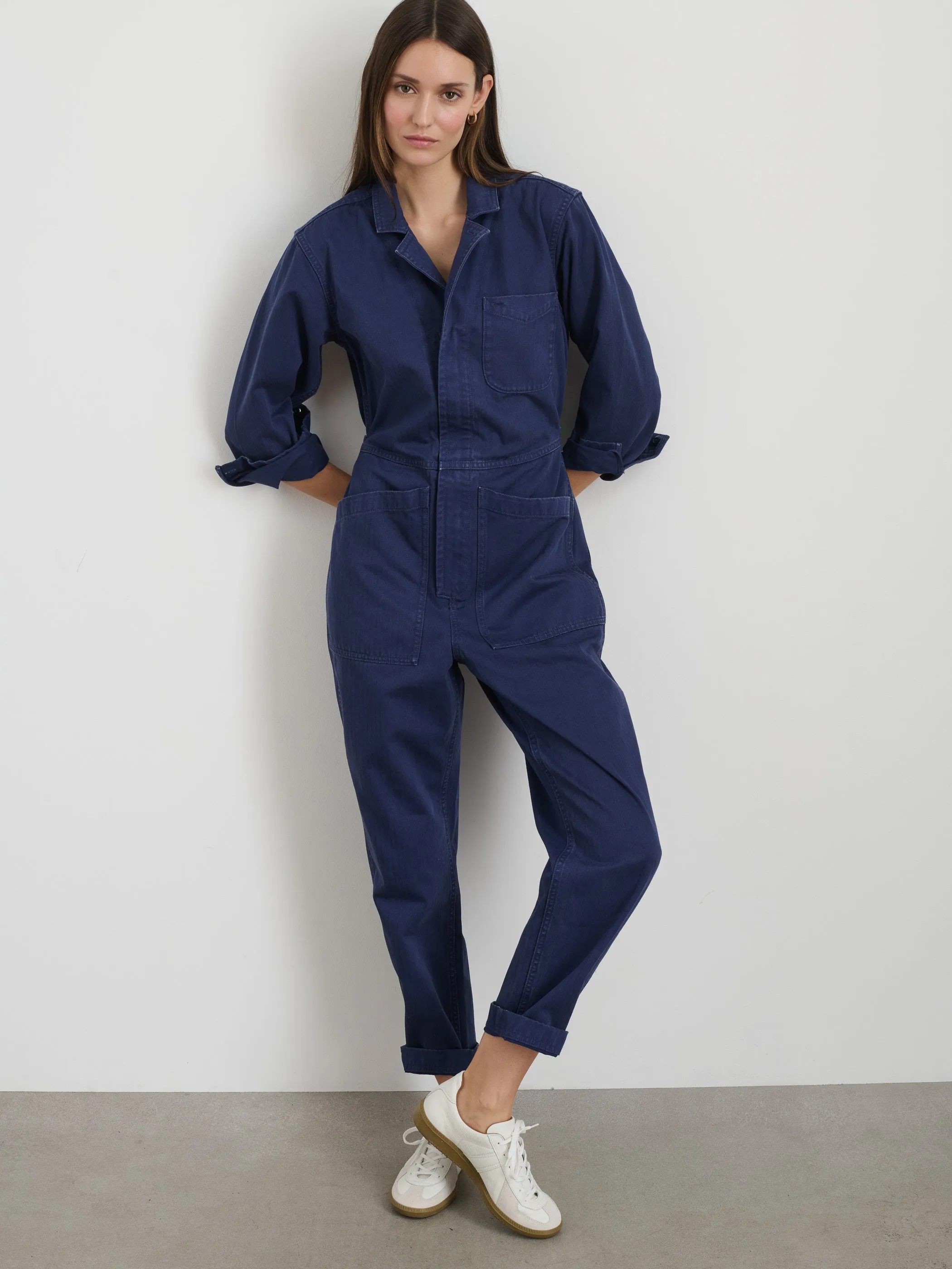 Standard Zip Jumpsuit in Herringbone