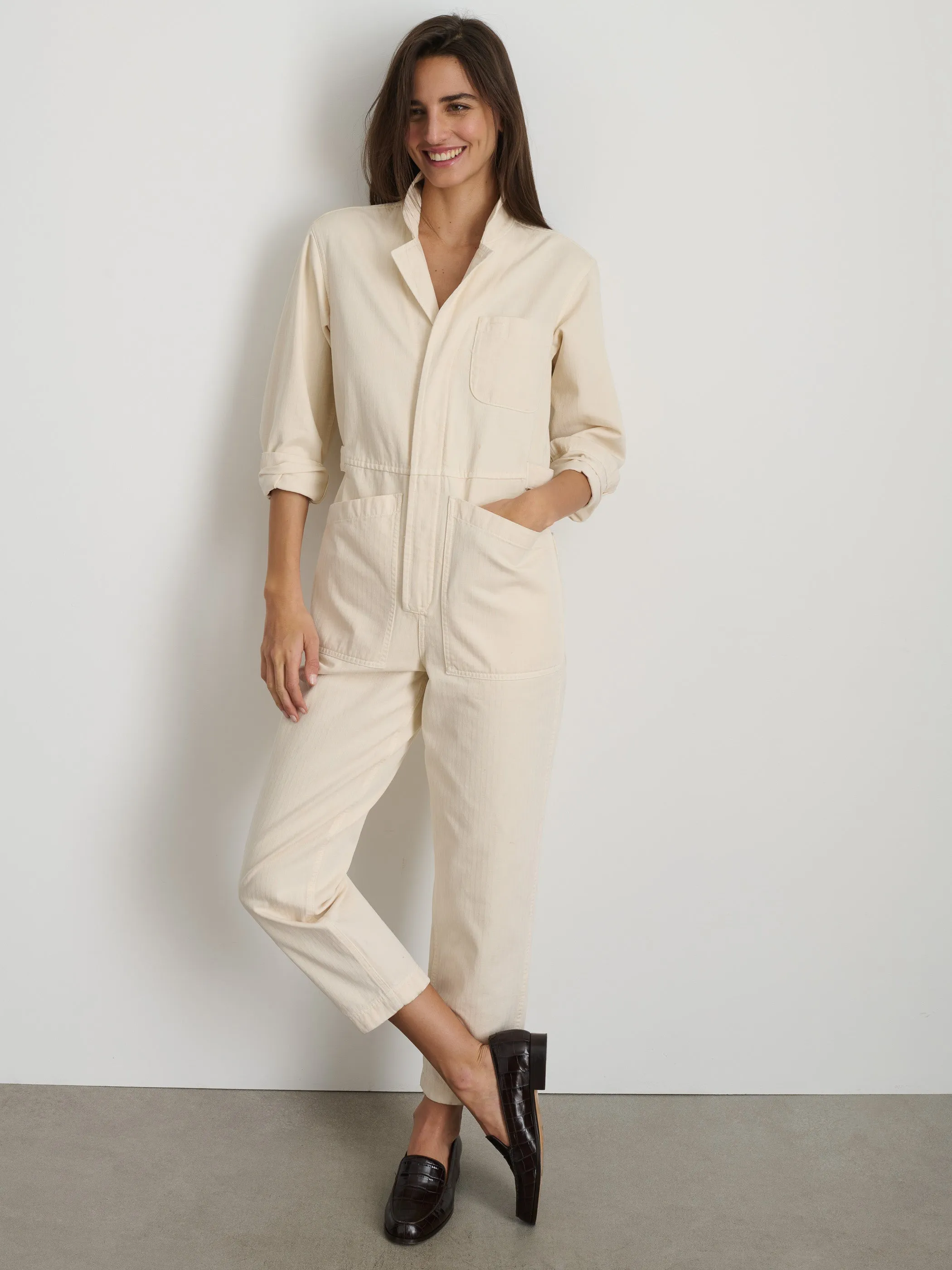 Standard Zip Jumpsuit in Herringbone