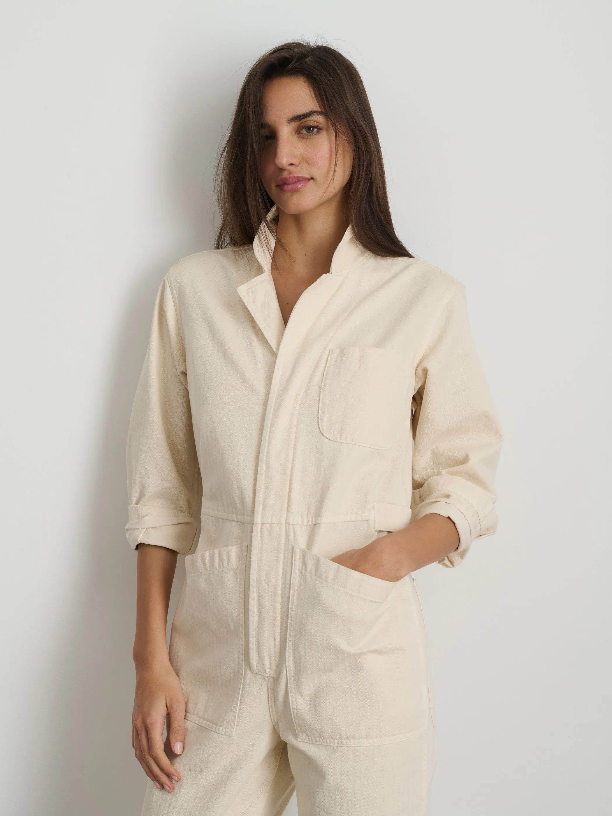 Standard Zip Jumpsuit in Herringbone