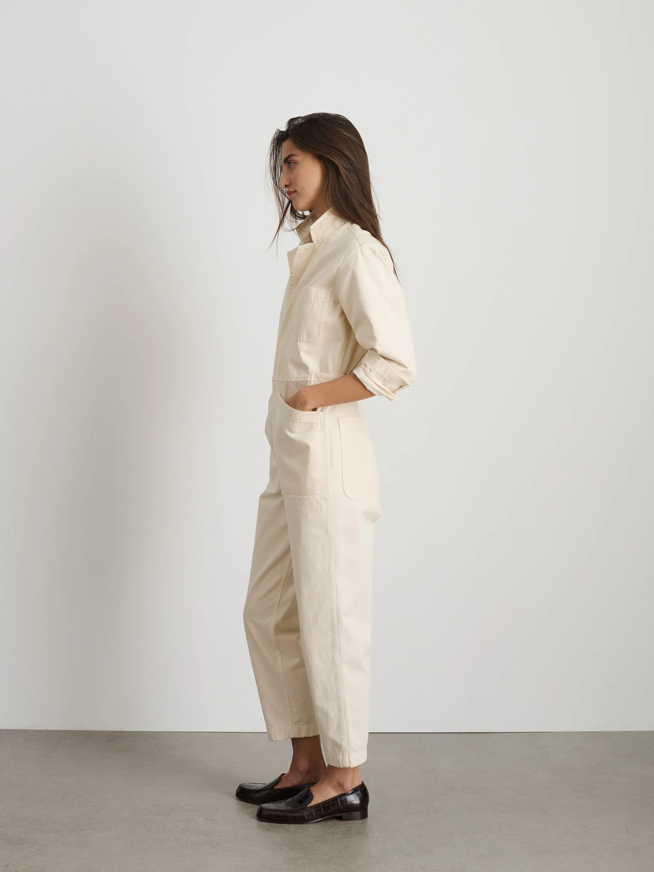 Standard Zip Jumpsuit in Herringbone