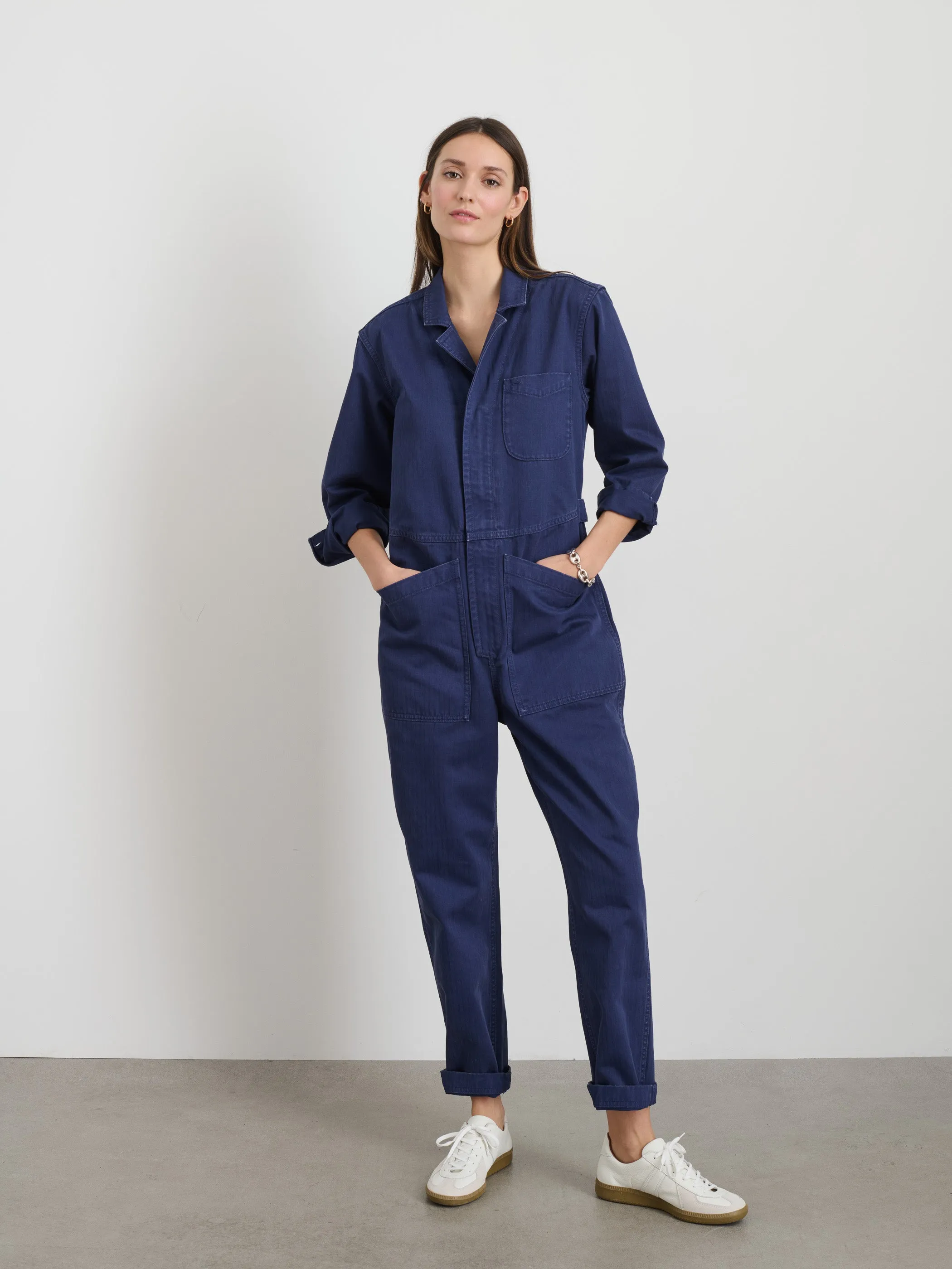 Standard Zip Jumpsuit in Herringbone