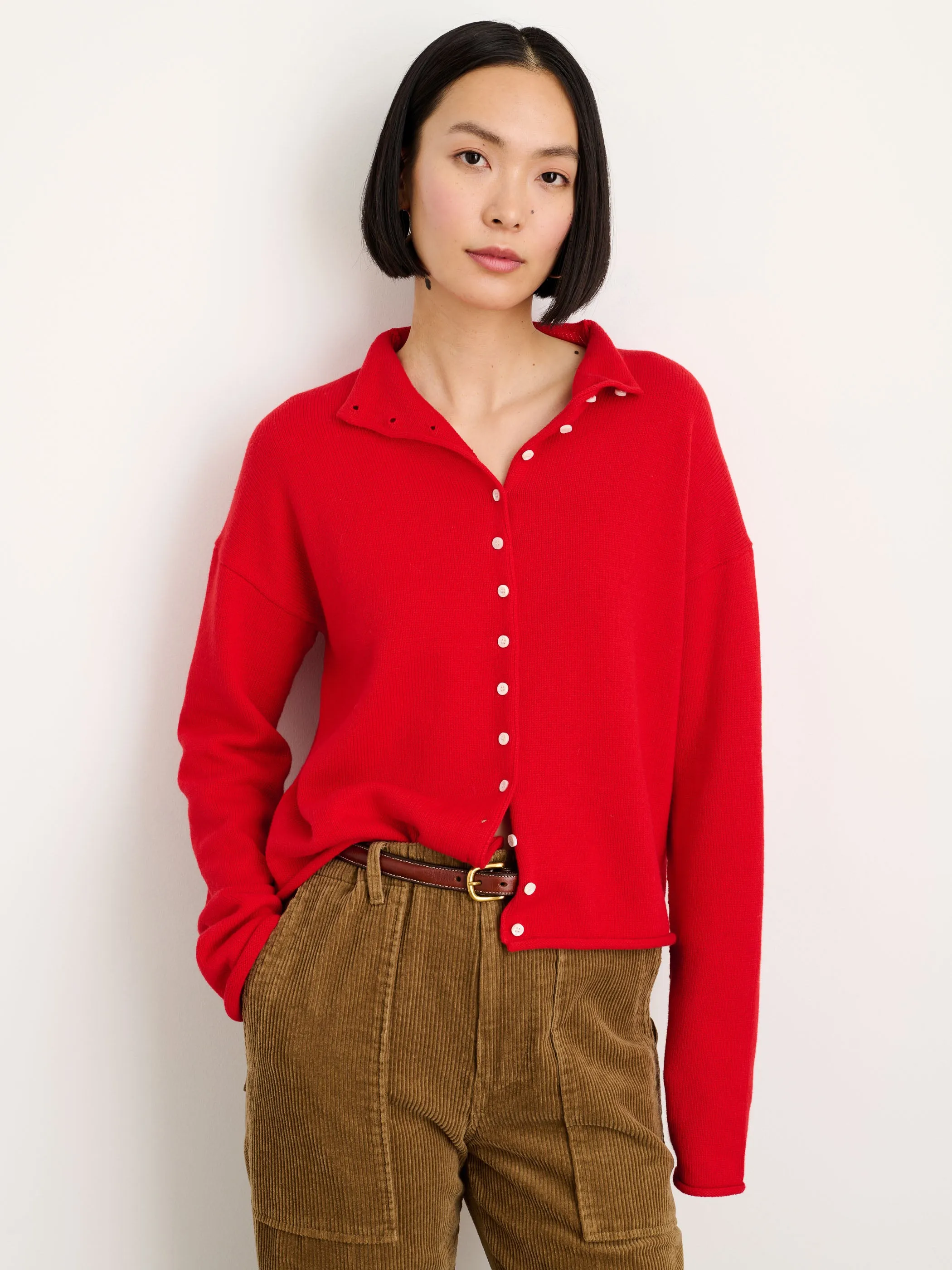 Taylor Rollneck Cardigan in Cotton Cashmere
