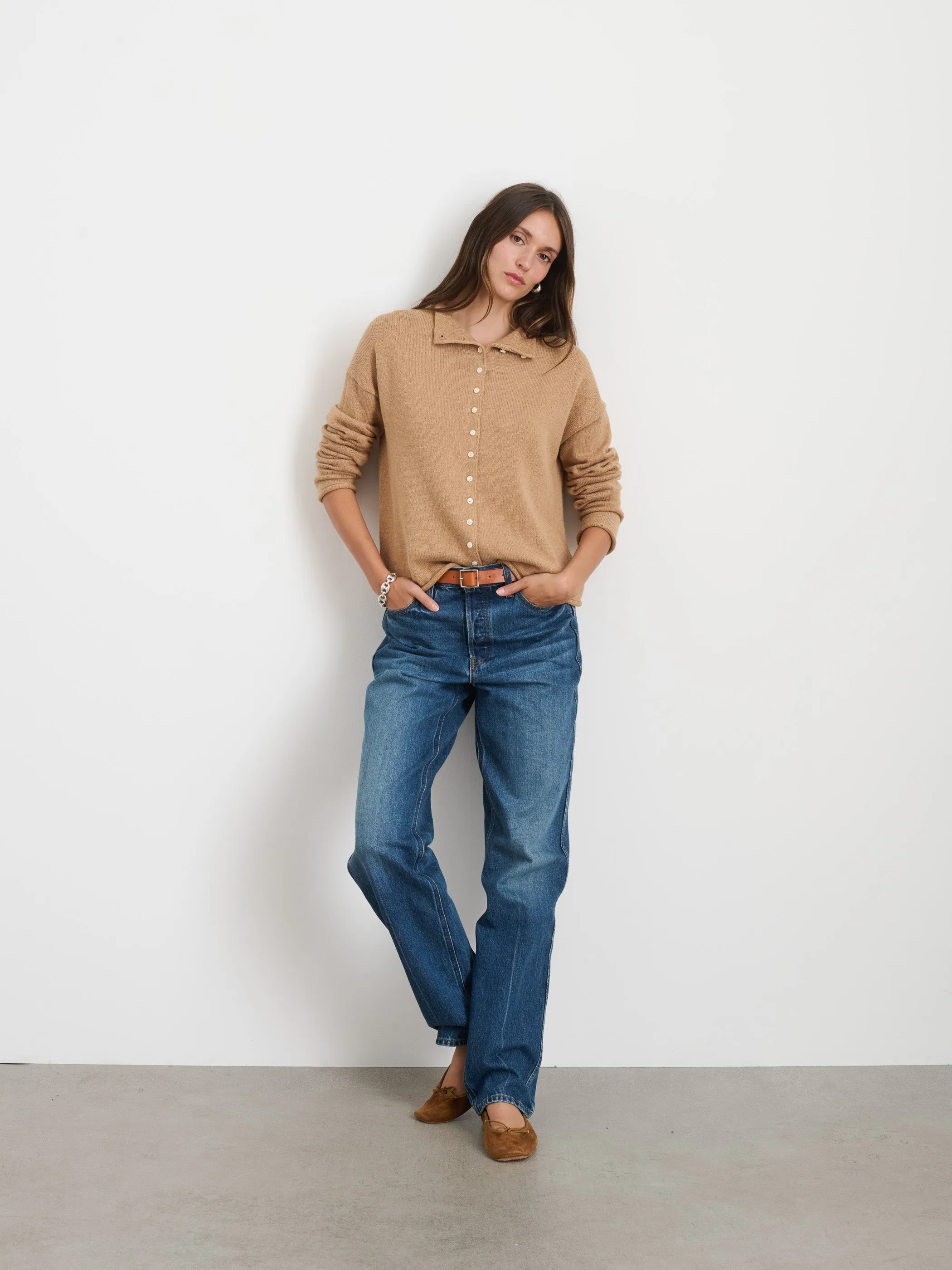 Taylor Rollneck Cardigan in Cotton Cashmere