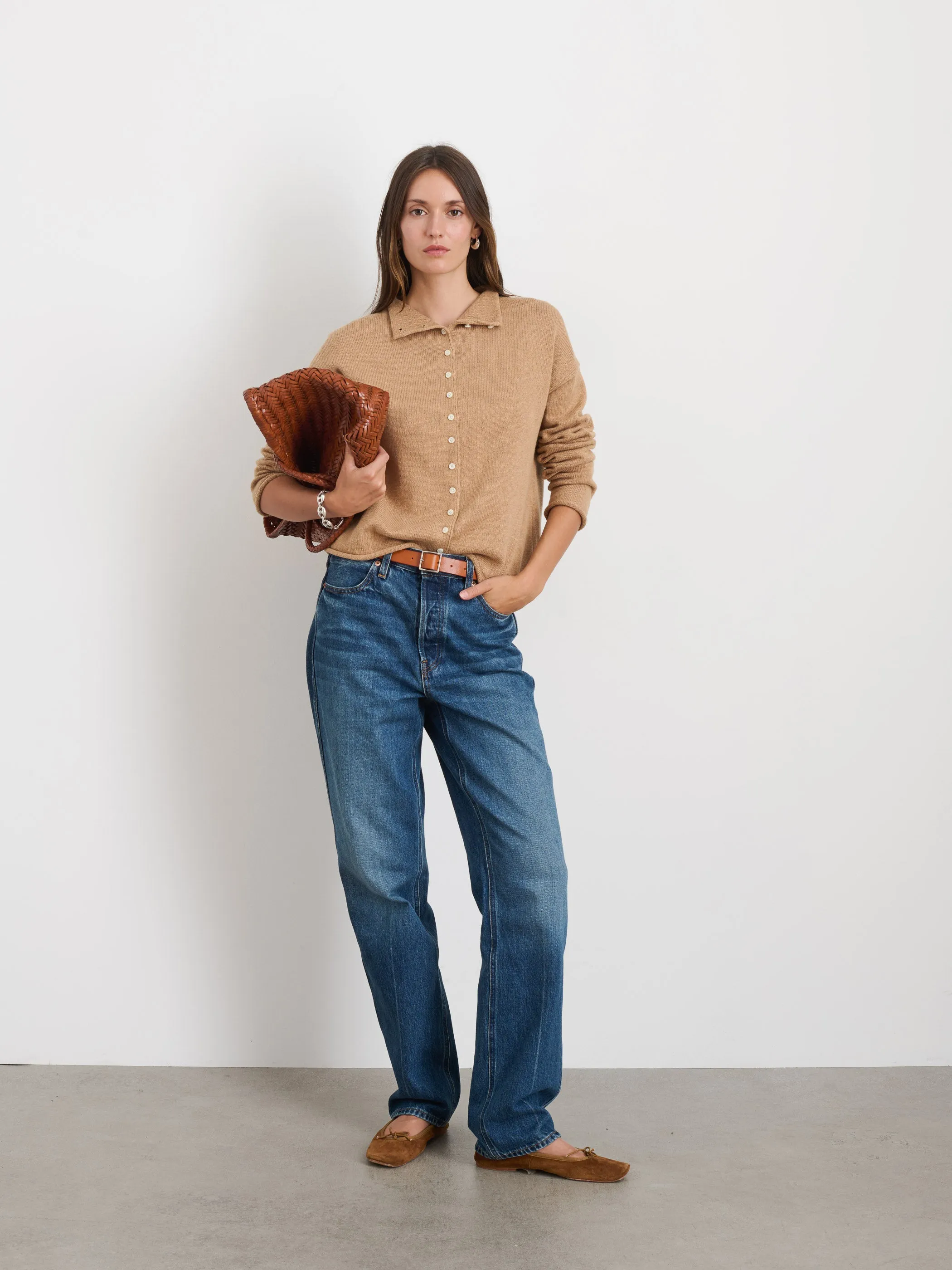Taylor Rollneck Cardigan in Cotton Cashmere