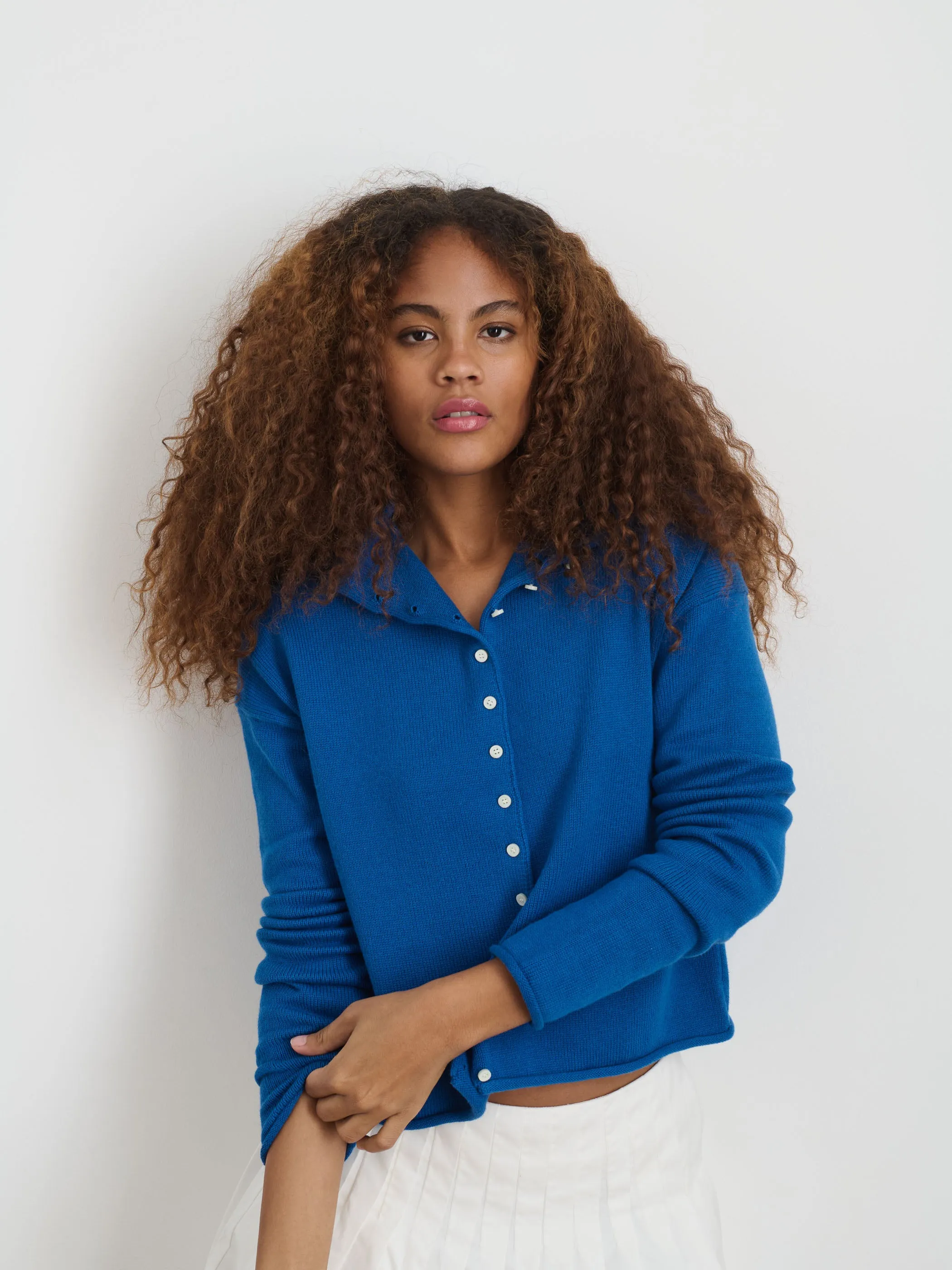 Taylor Rollneck Cardigan in Cotton Cashmere