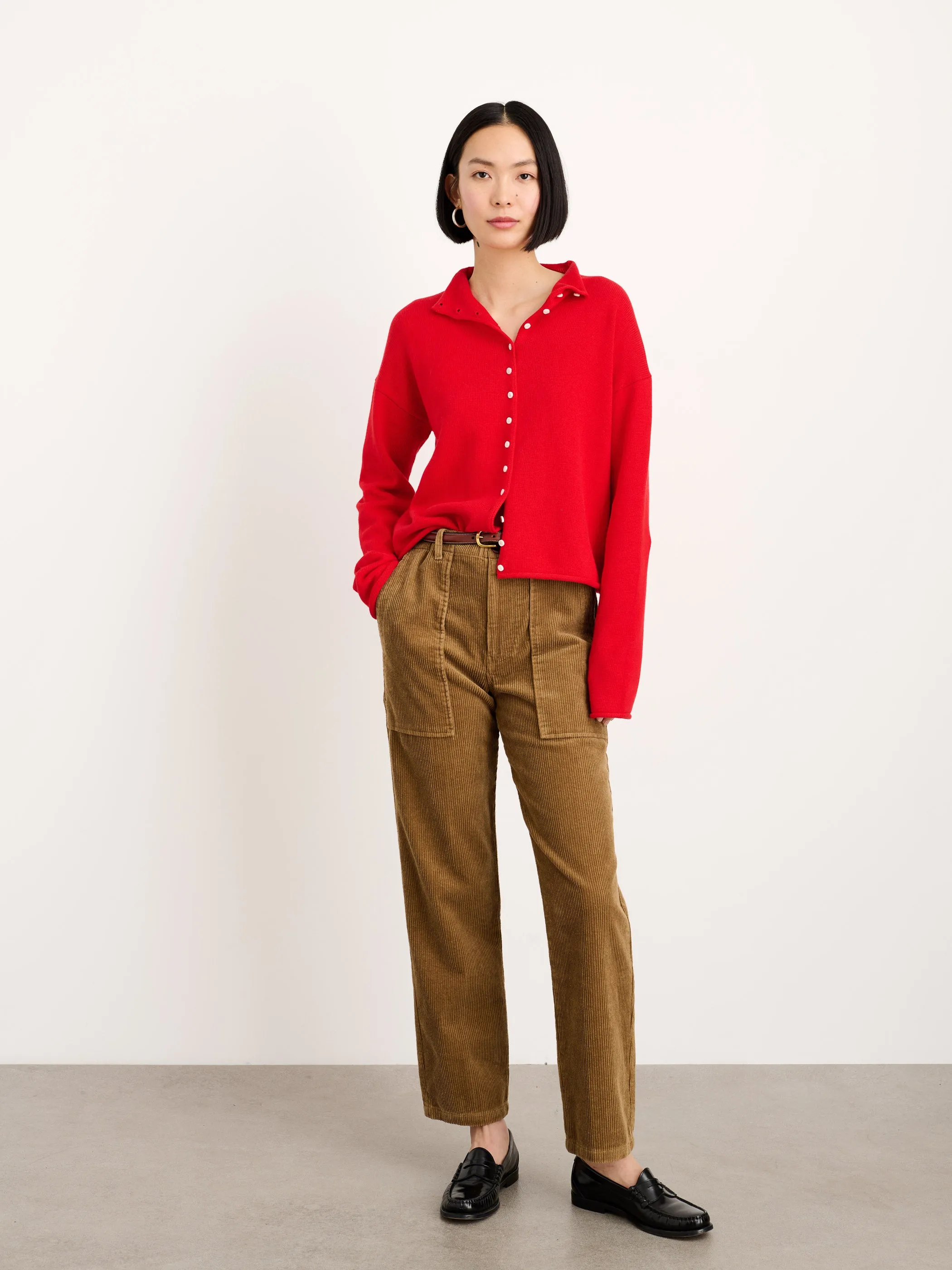 Taylor Rollneck Cardigan in Cotton Cashmere