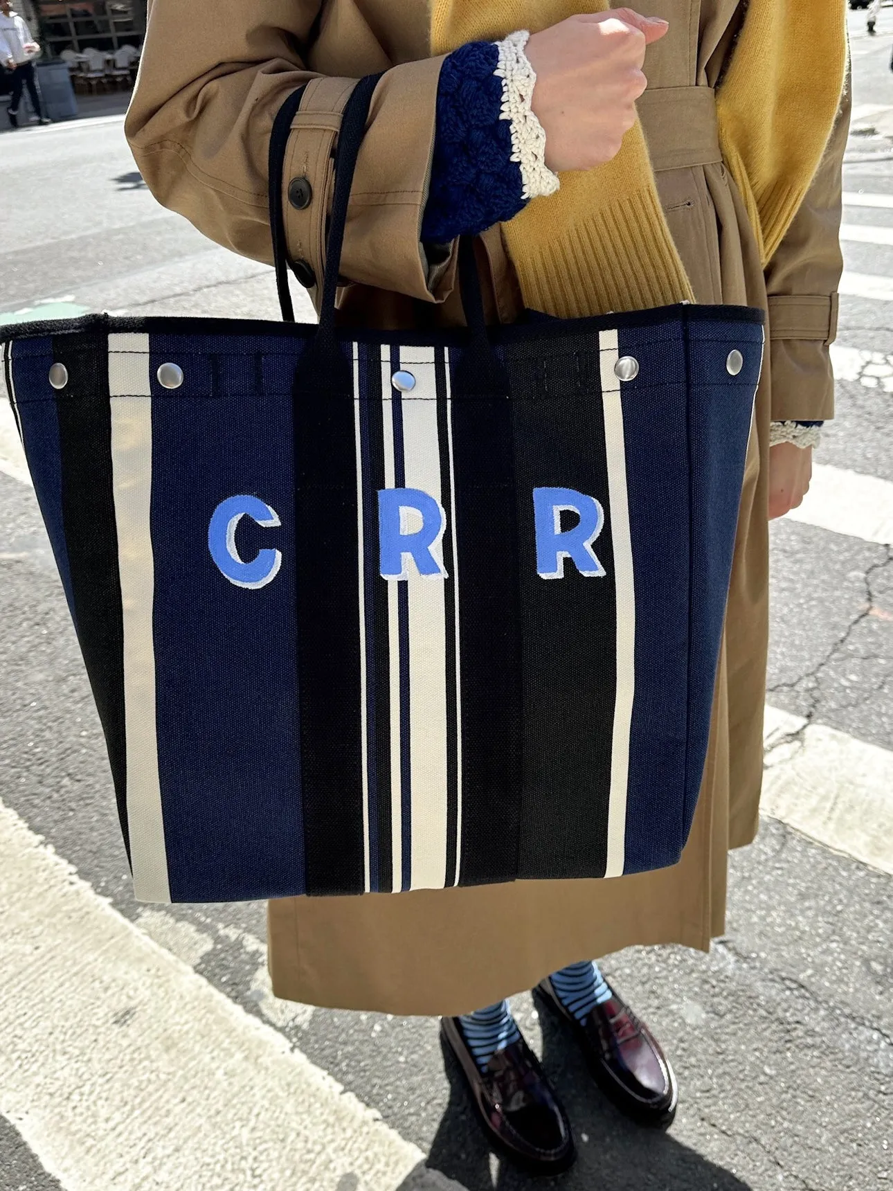 The Perfect Weekday Tote in Navy Cabana Stripe