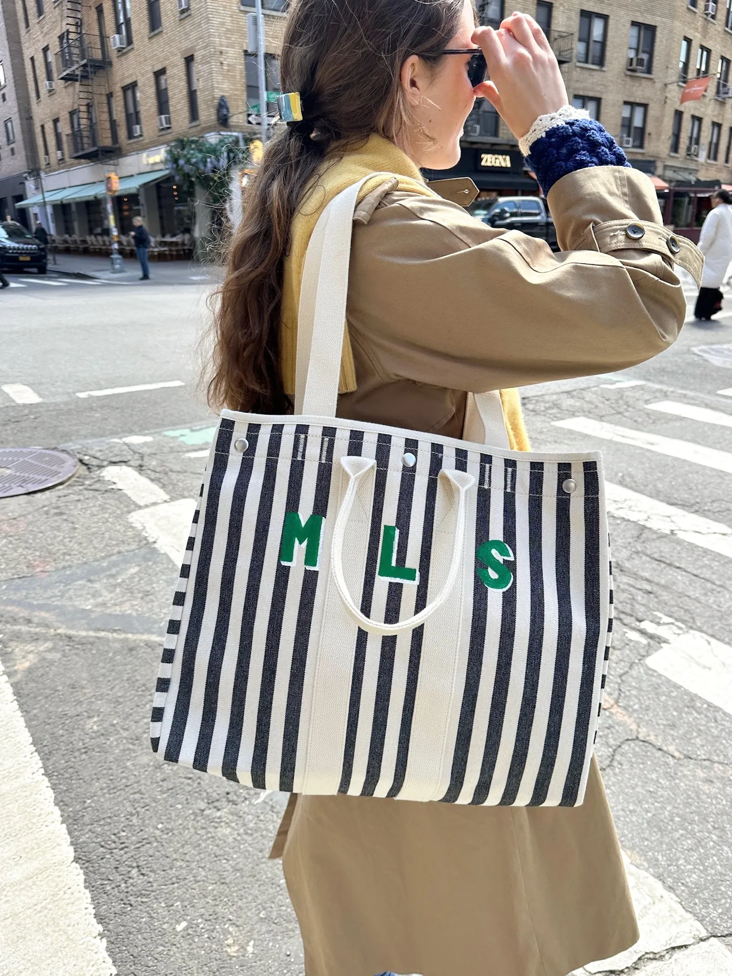 The Perfect Weekend Tote in Black Stripe