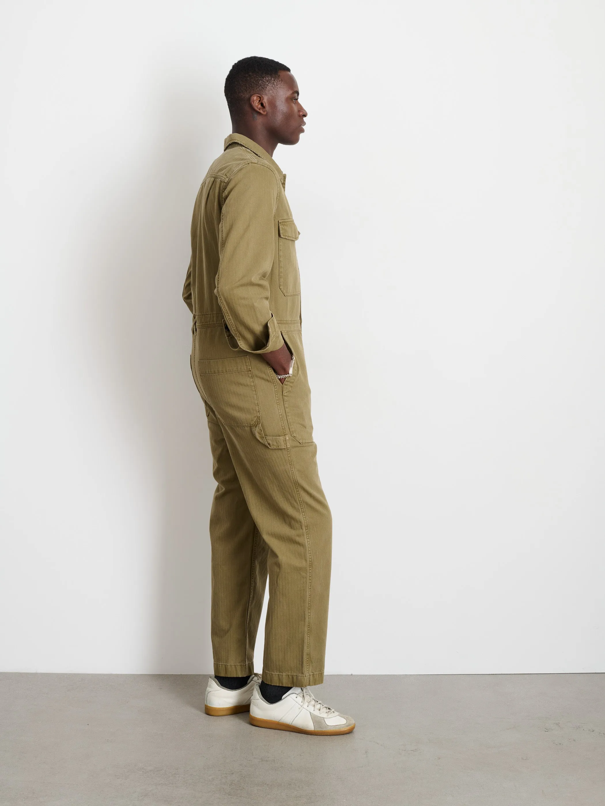 Zip Jumpsuit in Herringbone