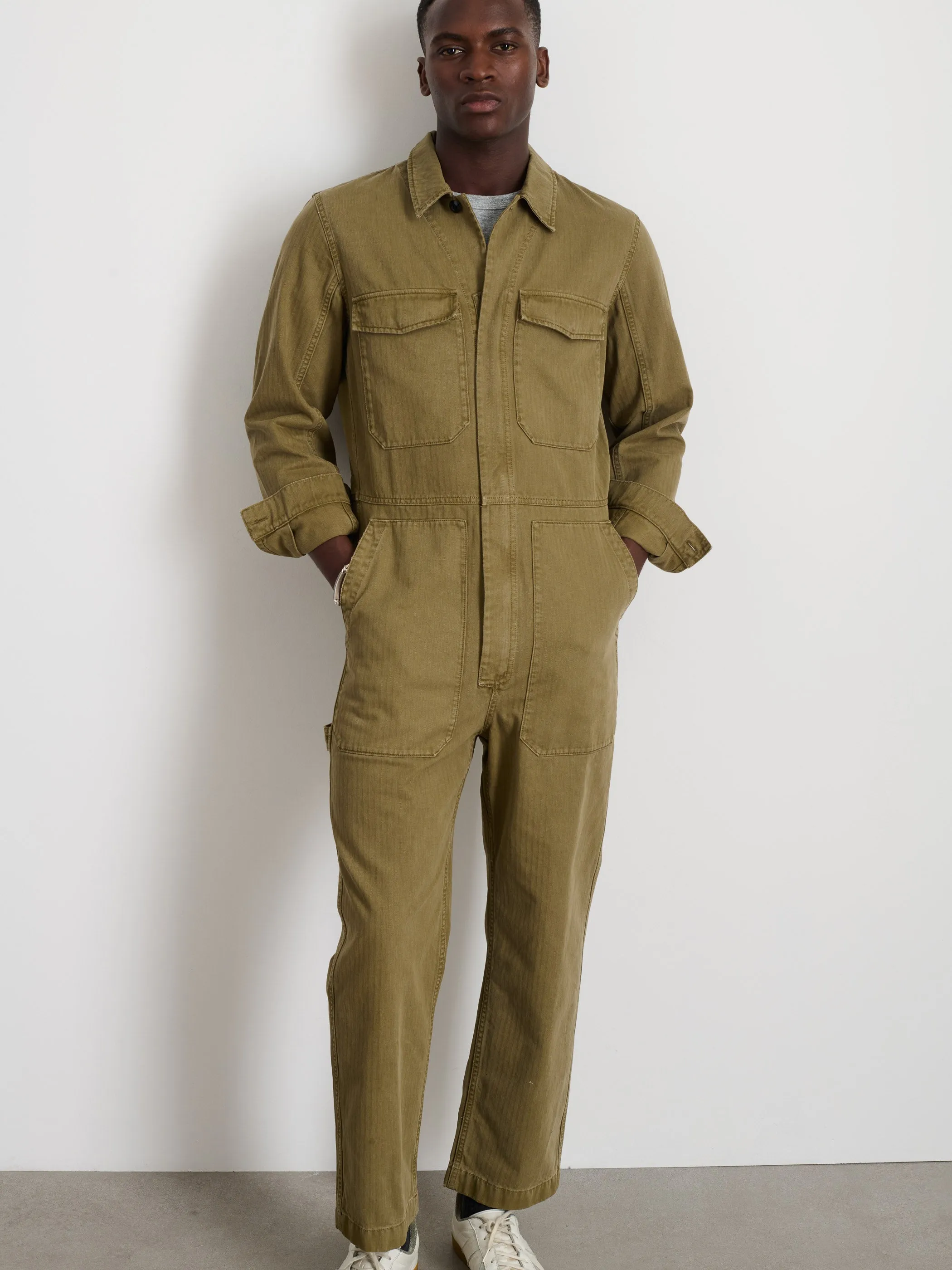 Zip Jumpsuit in Herringbone
